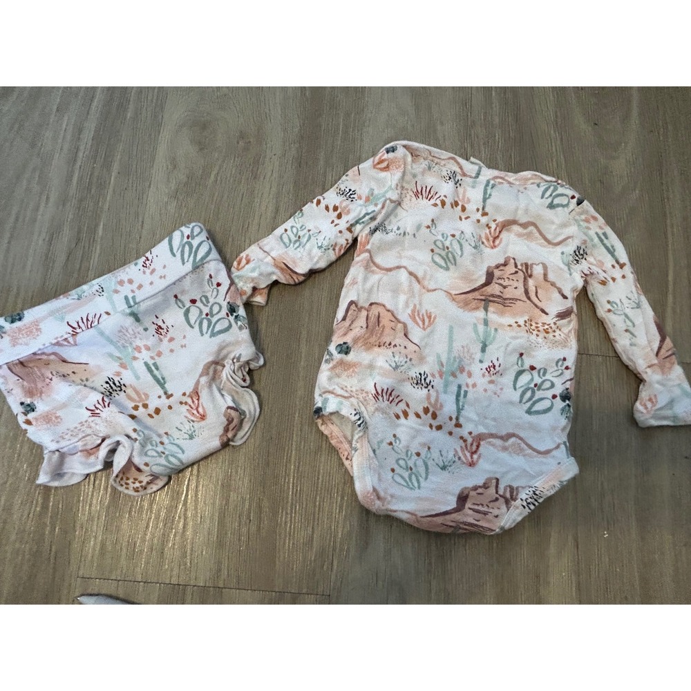 Angel Dear Spearmint Love Desert Cactus Bodysuit Bloomer‎ Set 3-6M Bamboo EUC